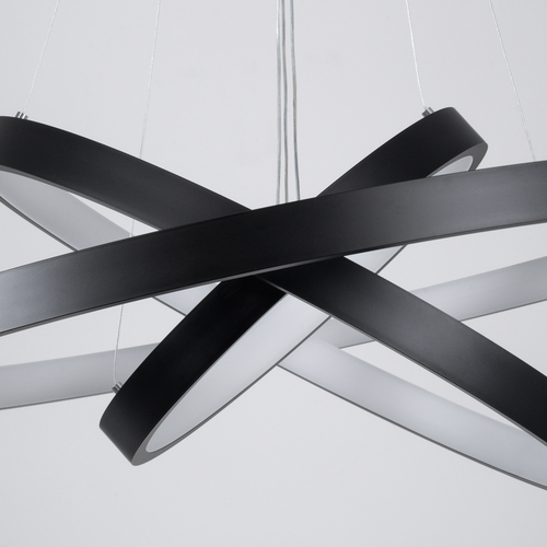 GLOBOSTAR® NEMESIS TRIO 61170-DECO Μοντέρνο Κρεμαστό Φωτιστικό Οροφής LED 120W 14723lm 360° AC 220-240V IP20 Ρυθμιζόμενο Λευκό CCT με Χειριστήριο από 2700K έως 6000K Dimmable - Lumileds SMD Chip - Μαύρο Ματ - Μ80 x Π80 x Υ80cm - 3 Χρόνια Εγγύηση