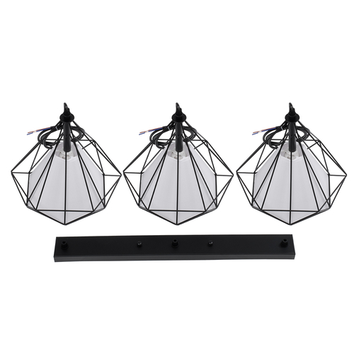 GLOBOSTAR® EIFFEL 61569 Vintage Κρεμαστό Φωτιστικό Οροφής με Ντουί 3 x E27 AC 220-240V IP20 - Μαύρο & Λευκό - Μ68 x Π25 x Υ130cm