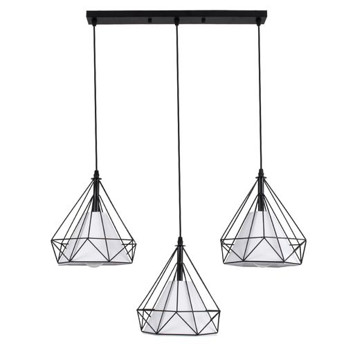 GLOBOSTAR® EIFFEL 61569 Vintage Κρεμαστό Φωτιστικό Οροφής με Ντουί 3 x E27 AC 220-240V IP20 - Μαύρο & Λευκό - Μ68 x Π25 x Υ130cm