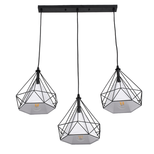 GLOBOSTAR® EIFFEL 61569 Vintage Κρεμαστό Φωτιστικό Οροφής με Ντουί 3 x E27 AC 220-240V IP20 - Μαύρο & Λευκό - Μ68 x Π25 x Υ130cm