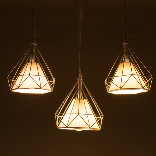 GLOBOSTAR® EIFFEL 61570 Vintage Κρεμαστό Φωτιστικό Οροφής με Ντουί 3 x E27 AC 220-240V IP20 - Λευκό - Μ68 x Π25 x Υ130cm