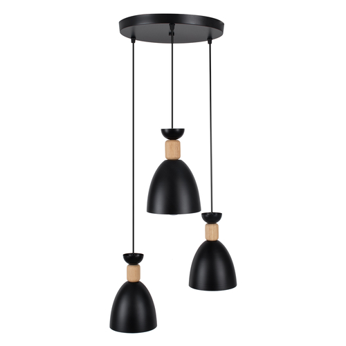 GLOBOSTAR® AVA 61572 Μοντέρνο Κρεμαστό Φωτιστικό Οροφής με Ντουί 3 x E27 AC 220-240V IP20 - Μαύρο & Μπεζ - Μ35 x Π35 x Υ130cm