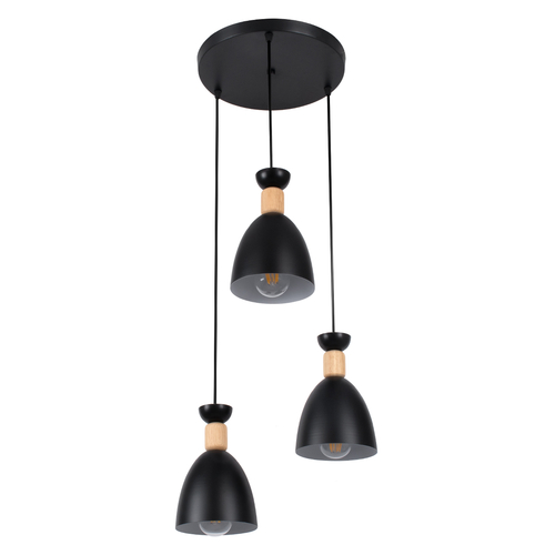 GLOBOSTAR® AVA 61572 Μοντέρνο Κρεμαστό Φωτιστικό Οροφής με Ντουί 3 x E27 AC 220-240V IP20 - Μαύρο & Μπεζ - Μ35 x Π35 x Υ130cm