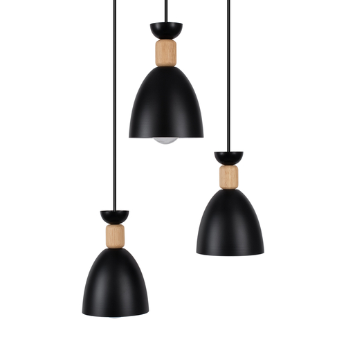 GLOBOSTAR® AVA 61572 Μοντέρνο Κρεμαστό Φωτιστικό Οροφής με Ντουί 3 x E27 AC 220-240V IP20 - Μαύρο & Μπεζ - Μ35 x Π35 x Υ130cm