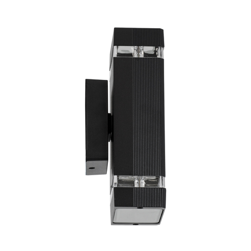 GLOBOSTAR® QUATRO 77893 Μοντέρνο Φωτιστικό Τοίχου - Απλίκα με Ντουί 2 x GU10 AC 220-240V Αδιάβροχο IP65 - Μαύρο Ματ - Μ11 x Π10 x Υ25.5cm