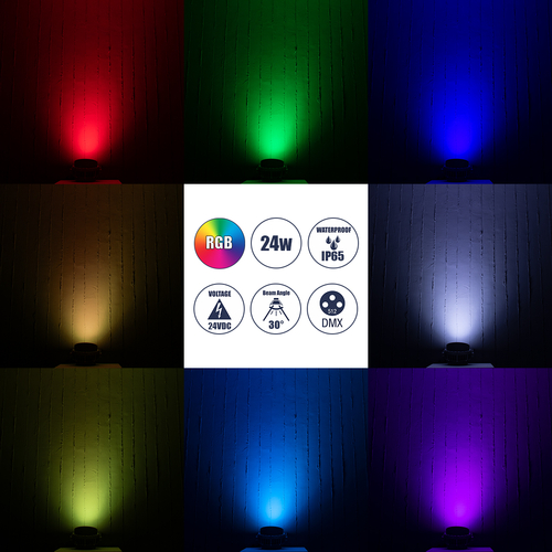 GLOBOSTAR® FLOODMENA 90647 Προβολέας Σποτ Wall Washer με Αντιθαμβωτική Γρίλια LED 24W 1920lm 30° DC 24V Αδιάβροχο IP65 Πολύχρωμο RGBW Dimmable DMX512 - Bridgelux SMD Chip - Γκρι Ανθρακί - Μ23 x Π23 x Υ18cm - 3 Χρόνια Εγγύηση