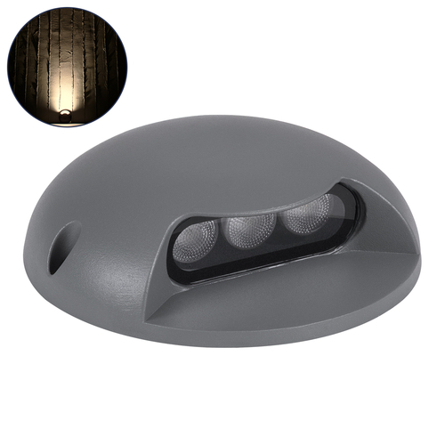 GLOBOSTAR® STEP-LUNA 90622 Αρχιτεκτονικό Φωτιστικό Διαδρόμου/Σκαλοπατιού LED 3W 330lm 10° DC 24V Αδιάβροχο IP65 Θερμό Λευκό 2700K Dimmable - Γκρι Ανθρακί - Φ12 x Υ3cm - 3 Χρόνια Εγγύηση