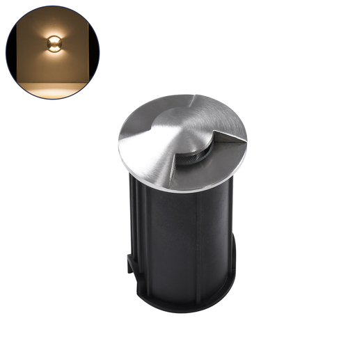 GLOBOSTAR® UNDERGROUND-RENA 90662 Χωνευτό Αρχιτεκτονικό Φωτιστικό Διαδρόμου/Σκαλοπατιού LED 1W 110lm 30° DC 24V Αδιάβροχο IP65 Θερμό Λευκό 2700K Dimmable - Ανοξείδωτο Ατσάλι 304 - Φ5 x Υ9cm / Q4.2cm - 3 Χρόνια Εγγύηση