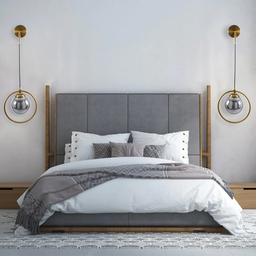 GLOBOSTAR® VIENNA 00923 Μοντέρνο Φωτιστικό Τοίχου - Απλίκα με Ντουί 1 x E27 AC 220-240V IP20 - Χρυσό & Μαύρο Φιμέ - Μ25 x Π23 x Υ27cm