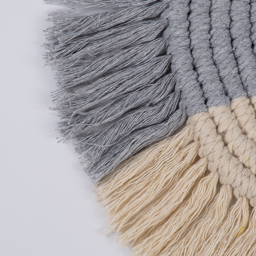 GLOBOSTAR® PLACEMATS 35304 Διακοσμητικό Μακραμέ Σουπλά - Γκρι & Μπεζ - Μ34 x Π34 x Υ1cm