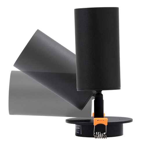 GLOBOSTAR® LEO 60350 Χωνευτό Κινούμενο Φωτιστικό Downlight Σποτ με Ντουί 1 x GU10 AC 220-240V IP20 - Μαύρο Ματ - Μ9 x Π9 x Υ17cm / Q7cm