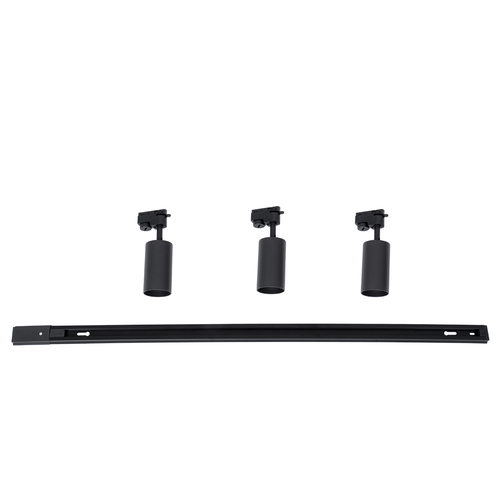 GLOBOSTAR® LEO 60355 Μοντέρνο Φωτιστικό Οροφής με Ντουί 3 x GU10 AC 220-240V IP20 - Μαύρο - Μ100 x Π6 x Υ20cm