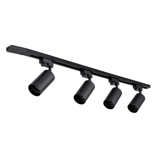 GLOBOSTAR® LEO 60356 Μοντέρνο Φωτιστικό Οροφής με Ντουί 4 x GU10 AC 220-240V IP20 - Μαύρο - Μ100 x Π6 x Υ20cm