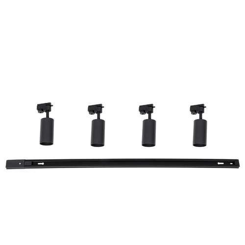 GLOBOSTAR® LEO 60356 Μοντέρνο Φωτιστικό Οροφής με Ντουί 4 x GU10 AC 220-240V IP20 - Μαύρο - Μ100 x Π6 x Υ20cm