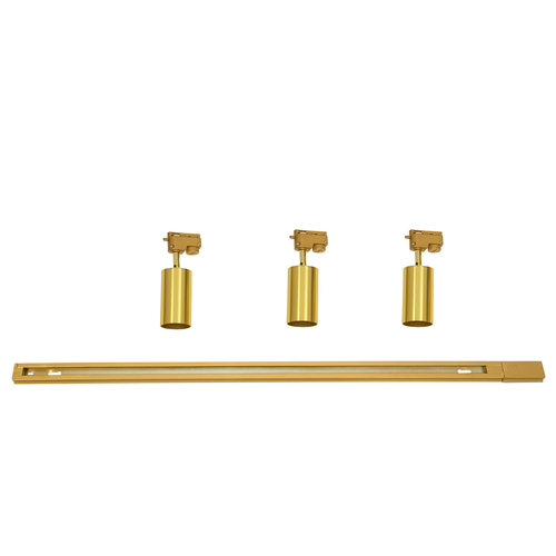 GLOBOSTAR® LEO 60359 Μοντέρνο Φωτιστικό Οροφής με Ντουί 3 x GU10 AC 220-240V IP20 - Χρυσό Πλατίνα - Μ100 x Π6 x Υ20cm