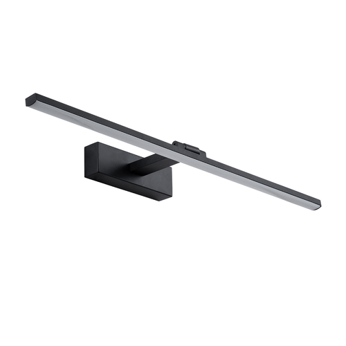 GLOBOSTAR® ELLIS 60444 Μοντέρνο Φωτιστικό Τοίχου - Απλίκα Καθρέπτη Μπάνιου LED 12W 1400lm 120° AC 220-240V IP20 Φυσικό Λευκό 4500K - Lumileds SMD Chip & TÜV SÜD Driver - Μαύρο Ματ - Μ60 x Π16 x Υ6cm - 3 Χρόνια Εγγύηση