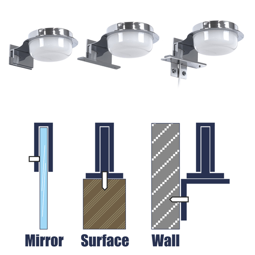 GloboStar® KIARA 60402 Μοντέρνο Φωτιστικό Τοίχου - Απλίκα Καθρέπτη Μπάνιου με 3 Τρόπους Τοποθέτησης LED 5W 560lm 120° AC 220-240V IP44 Μ10 x Π13 x Υ3cm - Φυσικό Λευκό 4500K - Χρώμιο Νίκελ - 3 Χρόνια Εγγύηση