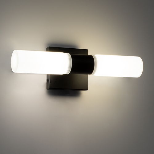 GLOBOSTAR® ANAIS 60408 Μοντέρνο Φωτιστικό Τοίχου - Απλίκα Καθρέπτη Μπάνιου με Ντουί 2 x G9 AC 220-240V IP20 - Μαύρο Ματ - Μ34 x Π12 x Υ11cm