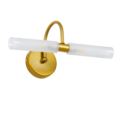 GLOBOSTAR® PAOLA 60417 Μοντέρνο Φωτιστικό Τοίχου - Απλίκα Καθρέπτη Μπάνιου με Ντουί 2 x G9 AC 220-240V IP20 - Χρυσό Βούρτσας - Μ31 x Π16 x Υ15cm