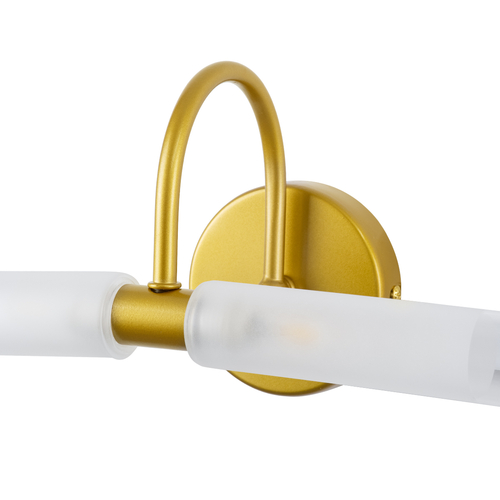 GLOBOSTAR® PAOLA 60417 Μοντέρνο Φωτιστικό Τοίχου - Απλίκα Καθρέπτη Μπάνιου με Ντουί 2 x G9 AC 220-240V IP20 - Χρυσό Βούρτσας - Μ31 x Π16 x Υ15cm