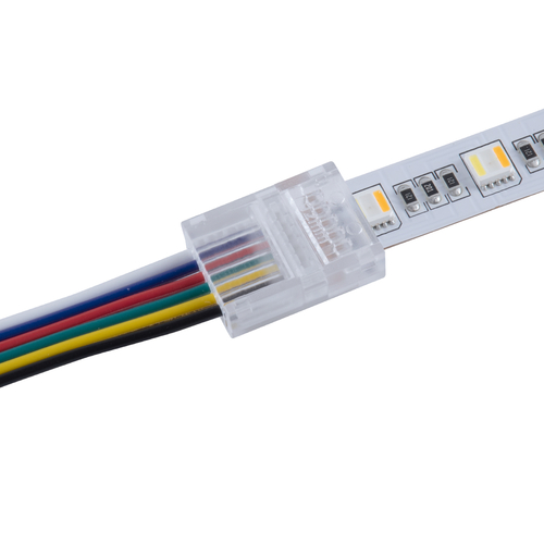 GLOBOSTAR® STRIPART 70690 Ενωτικός Ταχυσύνδεσμος για Πολύχρωμη RGBW+WW Ταινία LED 6Pin 12mm σε Καλώδιο Τροφοδοσίας 6Pin IP20 - Μ2.1 x Π1.6 x Υ0.7cm
