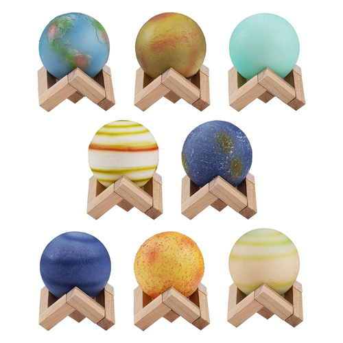 GloboStar® MOON 79609 Επιτραπέζιο Φωτιστικό Πορτατίφ LED 2W 120lm 360° DC 5V IP20 CCT Θερμό Λευκό 2700K - Φυσικό Λευκό 4500K - Ψυχρό Λευκό 6000K Dimmable Πολύχρωμο Πλαστικό με Μπεζ Ξύλο - Μ8 x Π8 x Υ11cm - ΣΕΤ 8 Τεμαχίων - 2 Xρόνια Εγγύηση