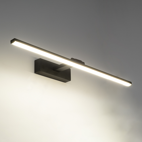 GLOBOSTAR® ELLIS 60444 Μοντέρνο Φωτιστικό Τοίχου - Απλίκα Καθρέπτη Μπάνιου LED 12W 1400lm 120° AC 220-240V IP20 Φυσικό Λευκό 4500K - Lumileds SMD Chip & TÜV SÜD Driver - Μαύρο Ματ - Μ60 x Π16 x Υ6cm - 3 Χρόνια Εγγύηση