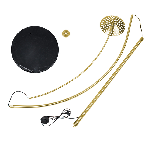 GLOBOSTAR® PRAGUE 00992 Μοντέρνο Επιδαπέδιο Φωτιστικό με Ντουί 1 x E27 AC 220-240V IP20 - Χρυσό Βούρτσας - Μ210 x Π45 x Υ220cm