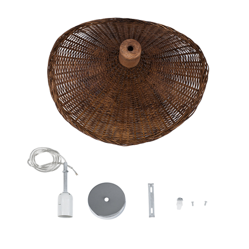 GLOBOSTAR® CUBA 01716 Boho Κρεμαστό Φωτιστικό Οροφής με Ντουί 1 x E27 AC 220-240V IP20 - Καφέ - Μ33 x Π33 x Υ25cm