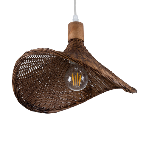 GLOBOSTAR® CUBA 01716 Boho Κρεμαστό Φωτιστικό Οροφής με Ντουί 1 x E27 AC 220-240V IP20 - Καφέ - Μ33 x Π33 x Υ25cm