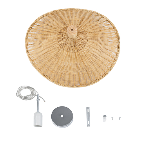 GLOBOSTAR® CUBA 01717 Boho Κρεμαστό Φωτιστικό Οροφής με Ντουί 1 x E27 AC 220-240V IP20 - Μπεζ - Μ43 x Π43 x Υ30cm