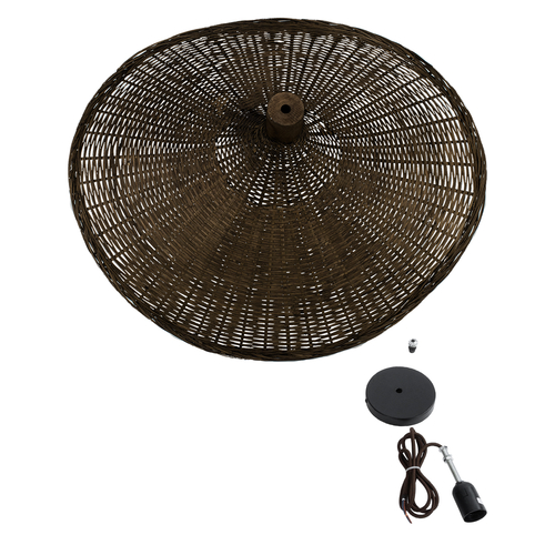 GLOBOSTAR® CUBA 01720 Boho Κρεμαστό Φωτιστικό Οροφής με Ντουί 1 x E27 AC 220-240V IP20 - Καφέ - Μ53 x Π53 x Υ30cm