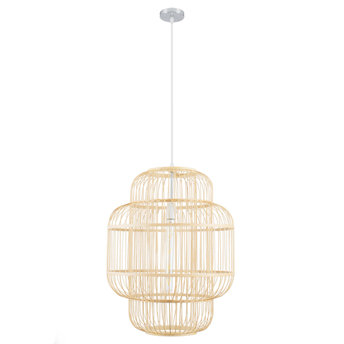 GLOBOSTAR® HIBISCUS 01763 Boho Κρεμαστό Φωτιστικό Οροφής με Ντουί 1 x E27 AC 220-240V IP20 - Μπεζ - Μ48 x Π48 x Y60cm