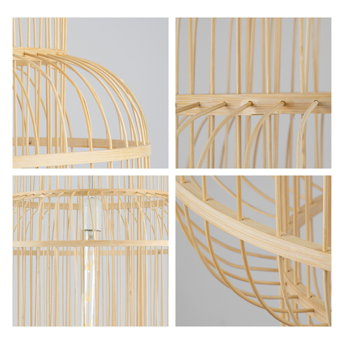 GLOBOSTAR® HIBISCUS 01763 Boho Κρεμαστό Φωτιστικό Οροφής με Ντουί 1 x E27 AC 220-240V IP20 - Μπεζ - Μ48 x Π48 x Y60cm