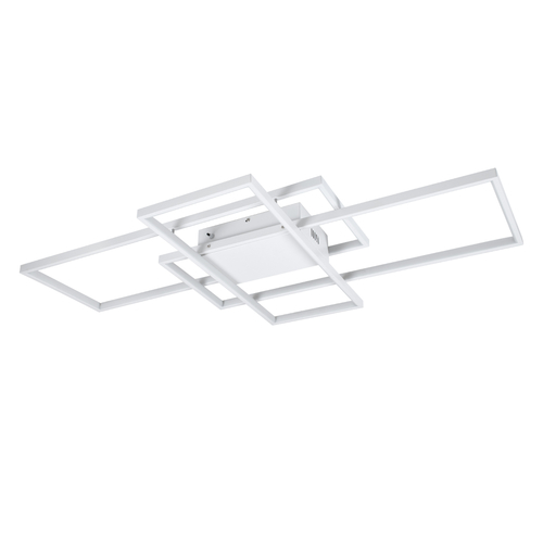 GLOBOSTAR® QUADRA 61389 Μοντέρνο Φωτιστικό Οροφής LED 120W 14400lm 120° AC 220-240V IP20 Ρυθμιζόμενο Λευκό CCT με Χειριστήριο από 2700K έως 6000K Dimmable - Lumileds SMD Chip - Λευκό Ματ - Μ105 x Π60 x Υ9cm - 3 Χρόνια Εγγύηση