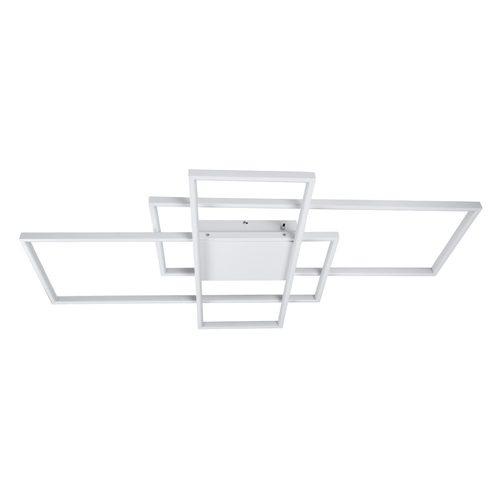 GLOBOSTAR® QUADRA 61389 Μοντέρνο Φωτιστικό Οροφής LED 120W 14400lm 120° AC 220-240V IP20 Ρυθμιζόμενο Λευκό CCT με Χειριστήριο από 2700K έως 6000K Dimmable - Lumileds SMD Chip - Λευκό Ματ - Μ105 x Π60 x Υ9cm - 3 Χρόνια Εγγύηση