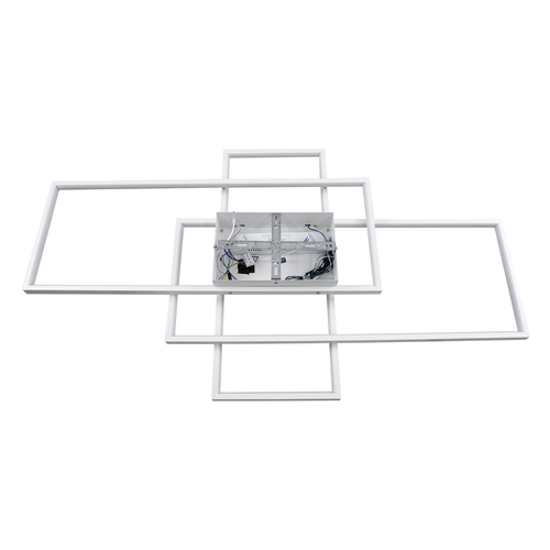 GLOBOSTAR® QUADRA 61389 Μοντέρνο Φωτιστικό Οροφής LED 120W 14400lm 120° AC 220-240V IP20 Ρυθμιζόμενο Λευκό CCT με Χειριστήριο από 2700K έως 6000K Dimmable - Lumileds SMD Chip - Λευκό Ματ - Μ105 x Π60 x Υ9cm - 3 Χρόνια Εγγύηση