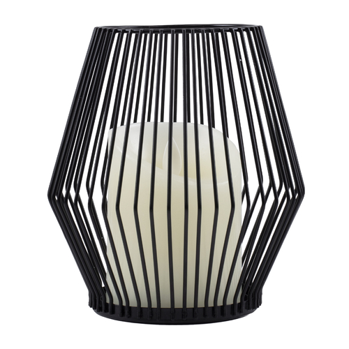 GloboStar® CANDLE 76493 Διακοσμητικό Realistic Κερί με LED Εφέ Κινούμενης Φλόγας - Μπαταρίας 2 x AA (Δεν Συμπεριλαμβάνονται) & Ασύρματο Χειριστήριο IR Θερμό Λευκό 2700K Dimmable Μαύρο Φ14 x Υ16cm