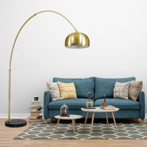 GLOBOSTAR® PRAGUE 00992 Μοντέρνο Επιδαπέδιο Φωτιστικό με Ντουί 1 x E27 AC 220-240V IP20 - Χρυσό Βούρτσας - Μ210 x Π45 x Υ220cm