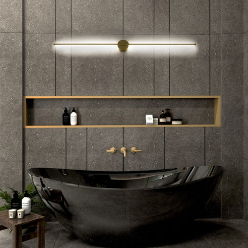 GLOBOSTAR® DIADEM 61334 Μοντέρνο Φωτιστικό Τοίχου - Απλίκα LED 18W 2160lm 120° AC 220-240V IP20 Ρυθμιζόμενο Λευκό CCT με On/Off 2700K/4500K/6000K - Lumileds SMD Chip - Χρυσό Βούρτσας - Μ10 x Π4 x Υ120cm - 3 Χρόνια Εγγύηση