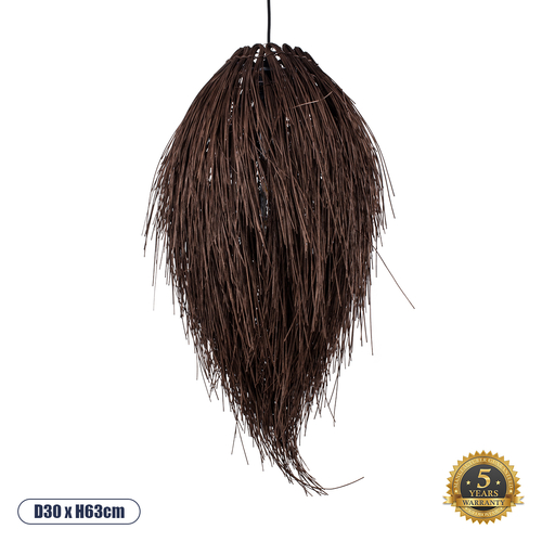 GLOBOSTAR® ARCHIPELAGO 01748 Boho Κρεμαστό Φωτιστικό Οροφής με Ντουί 1 x E27 AC 220-240V IP20 - Καφέ - Μ30 x Π30 x Υ63cm