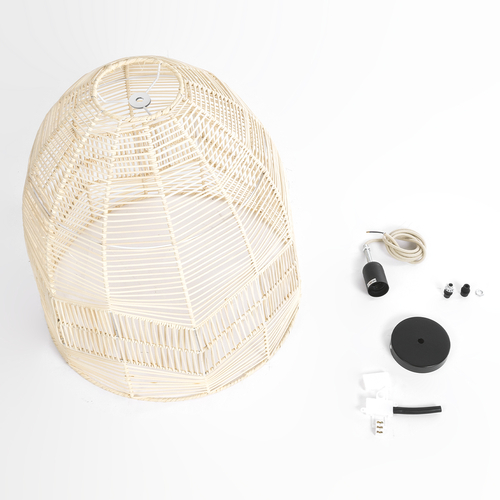 GLOBOSTAR® ALOHA 01751 Boho Κρεμαστό Φωτιστικό Οροφής με Ντουί 1 x E27 AC 220-240V IP20 - Μπεζ - Μ45 x Π45 x Υ48cm