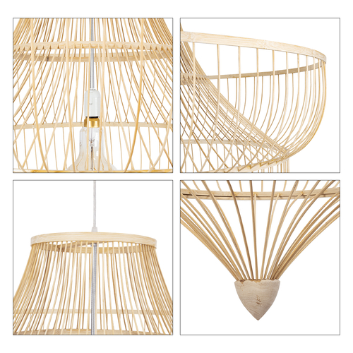 GLOBOSTAR® HIBISCUS 01781 Boho Κρεμαστό Φωτιστικό Οροφής με Ντουί 1 x E27 AC 220-240V IP20 - Μπεζ - Μ100 x Π100 x Υ100cm