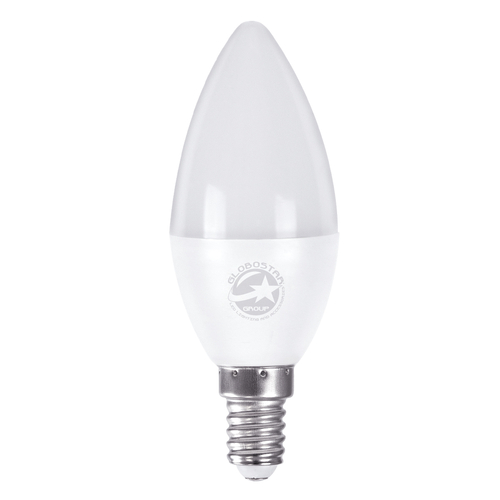 GLOBOSTAR® CANDLE 60000 Λάμπα Κεράκι E14 C37 LED 4W 400lm 260° AC 220-240V IP20 Ψυχρό Λευκό 6000K - Lumileds SMD Chip - Λευκό Γαλακτερό - Μ3.7 x Π3.7 x Υ10cm - 3 Χρόνια Εγγύηση