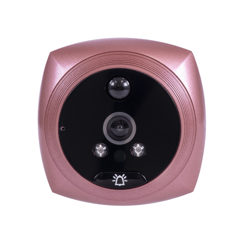 GloboStar® 86064 Επαναφορτιζόμενη Ψηφιακή Έξυπνη Camera Εξώπορτας 90° Μοιρών με Έγχρωμη Οθόνη 4.1 Inches - USB - Νυχτερινή Όραση με LED IR - Κουδούνι - Ροζ
