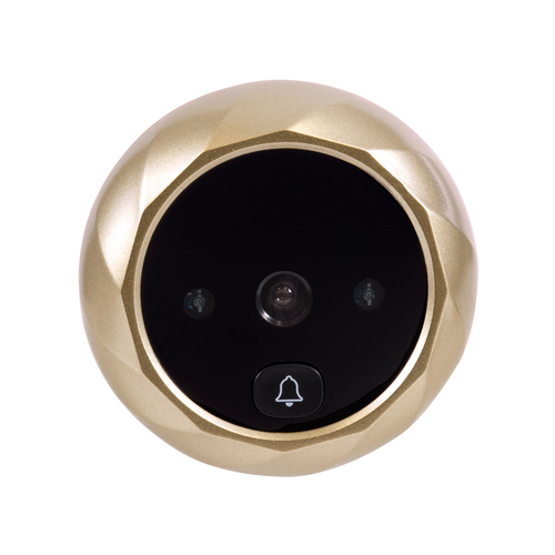 GloboStar® 86068 Επαναφορτιζόμενη Ψηφιακή Έξυπνη Camera Εξώπορτας 90° Μοιρών με Έγχρωμη Οθόνη 2.8 Inches - USB - Νυχτερινή Όραση με LED IR - Κουδούνι - Χρυσό