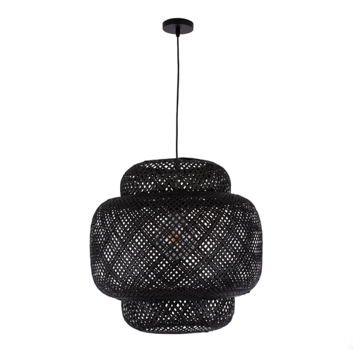 GLOBOSTAR® MALDIVES 00579 Boho Κρεμαστό Φωτιστικό Οροφής με Ντουί 1 x E27 AC 220-240V IP20 - Μαύρο - Μ56 x Π56 x Y54cm