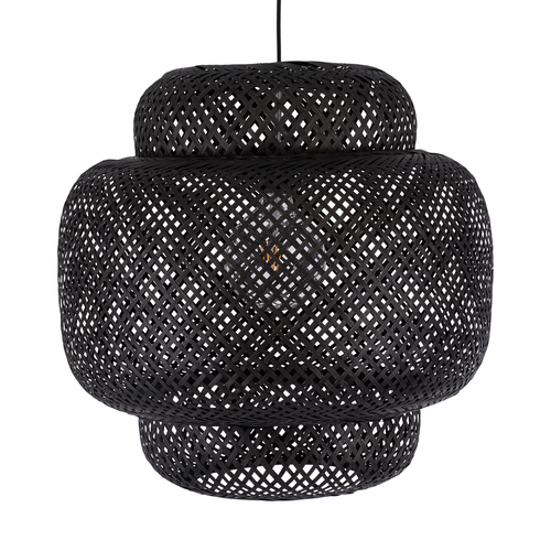 GLOBOSTAR® MALDIVES 00579 Boho Κρεμαστό Φωτιστικό Οροφής με Ντουί 1 x E27 AC 220-240V IP20 - Μαύρο - Μ56 x Π56 x Y54cm