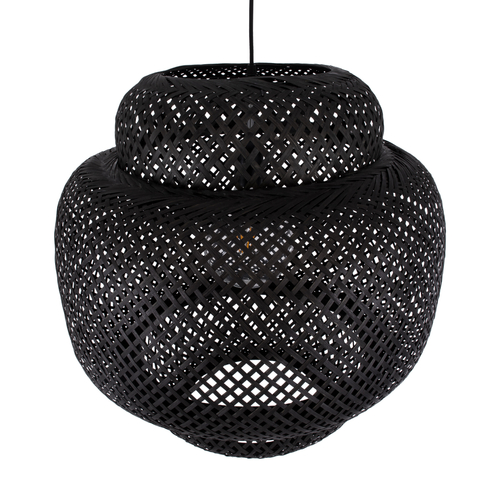 GLOBOSTAR® MALDIVES 00579 Boho Κρεμαστό Φωτιστικό Οροφής με Ντουί 1 x E27 AC 220-240V IP20 - Μαύρο - Μ56 x Π56 x Y54cm