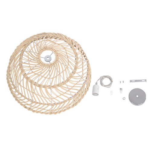 GLOBOSTAR® COMORES 01727 Boho Κρεμαστό Φωτιστικό Οροφής με Ντουί 1 x E27 AC 220-240V IP20 - Μπεζ - Μ40 x Π40 x Y20cm